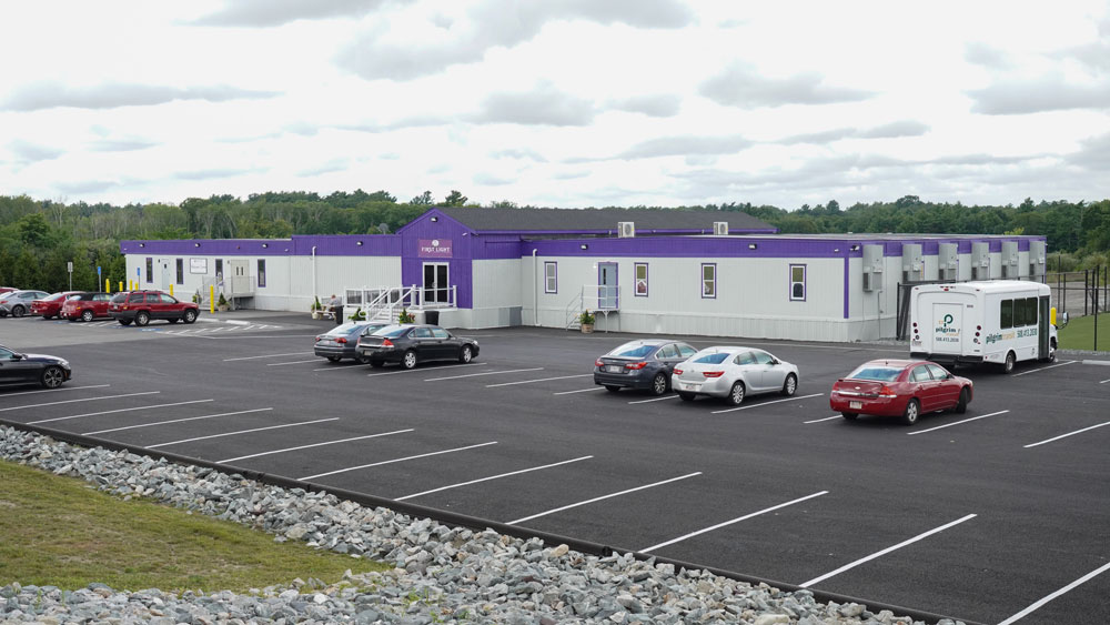 modular building for first light casino exterior with parking lot